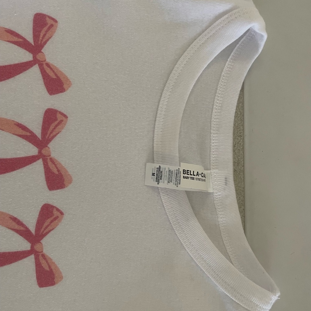 Bella Canvas Kids White Shirt with Pink Bows